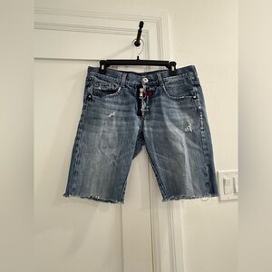 Marithé François Girbaud blue first boyfriend fit jeans (cut into shorts)
